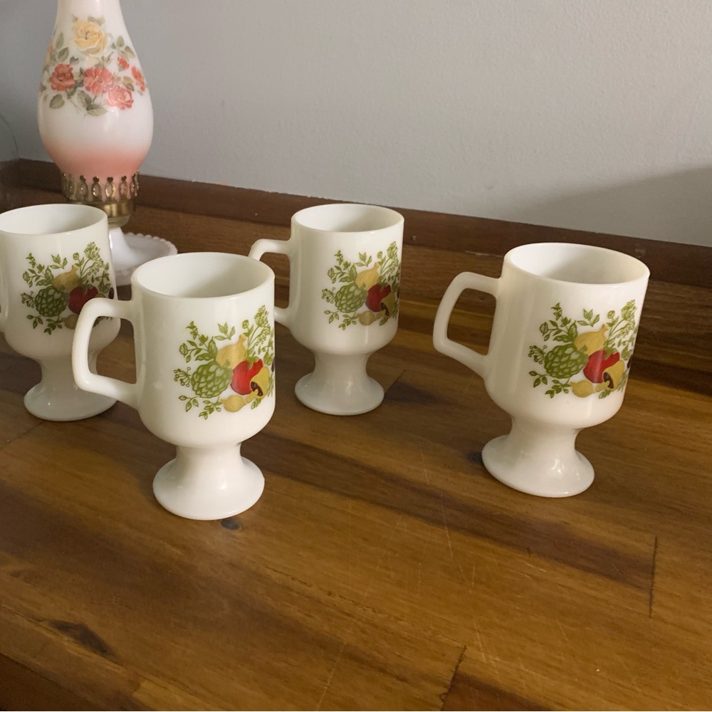 Vintage Spice of Life Corningware Pyrex Milk Glass Mugs 4 Excellent Con…